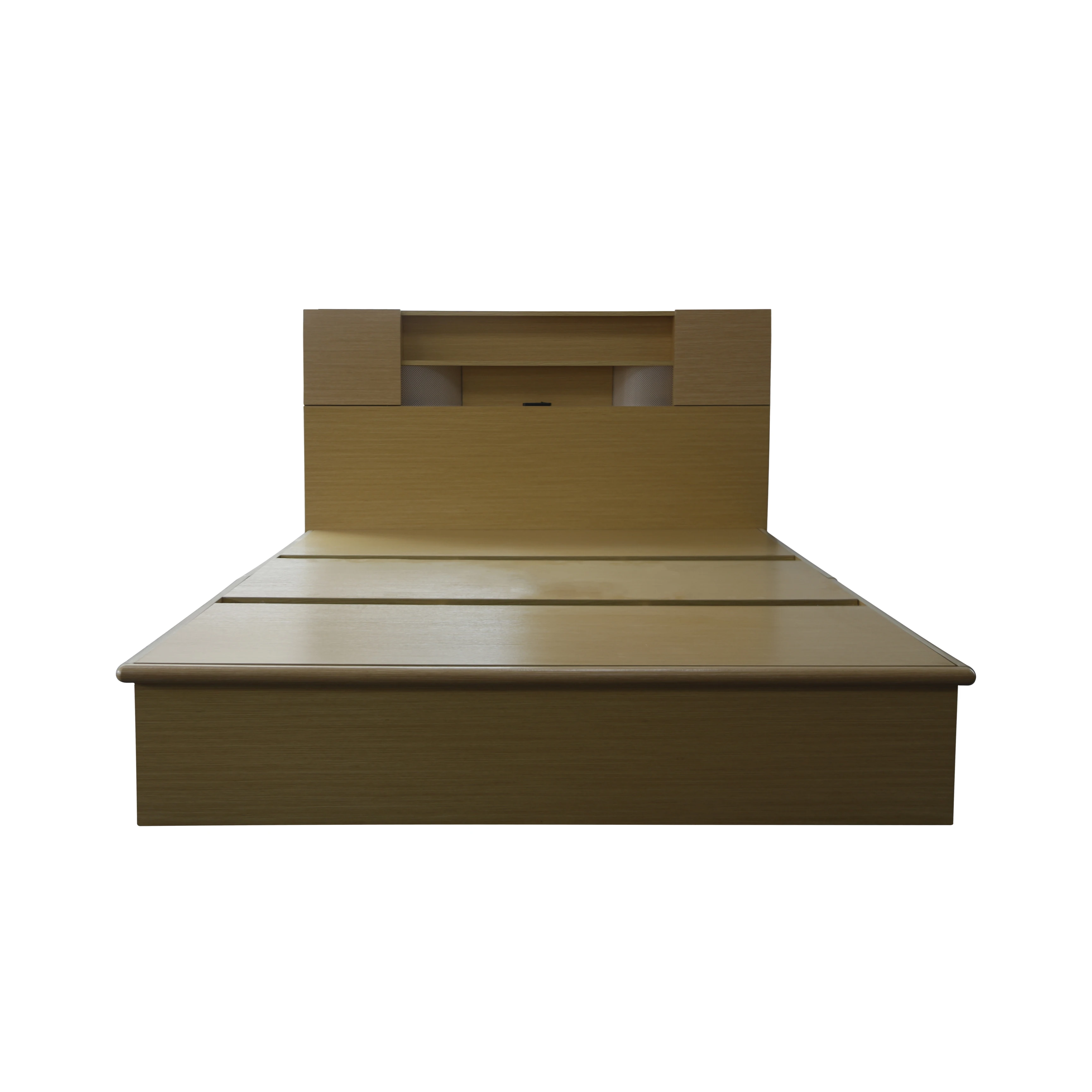 Super practical bedroom furniture wooden cabinet bed with bedside lamp storage cabinet design pragmatism