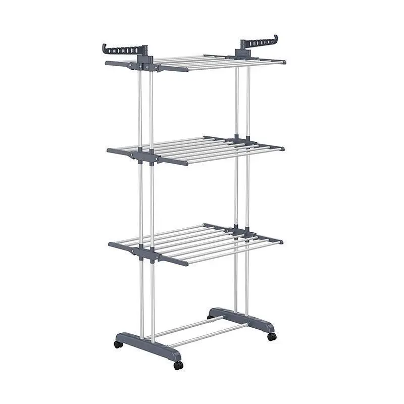 Wholesale Airfoil Foldable And Removable Hanging Rack Three-layer Extendable Clothes Drying Rack Versatile Standing Towel Rack