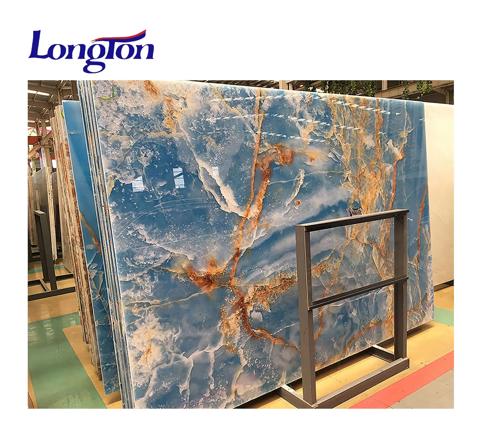 One-Stop Service Hotel Design Natural Precious Onyx Marble Stone Price Blue Rainbow Jade Onice Big Slab Vanity Top Dining Table