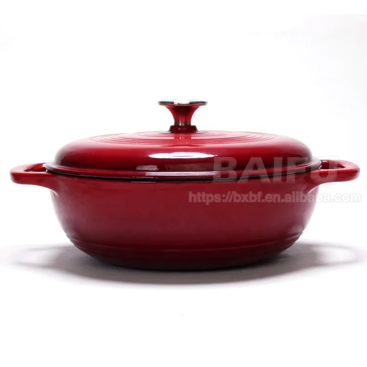 Factory Direct hot selling Enameled cast iron casserole with lid and handles cast iron seafood pot paella pan