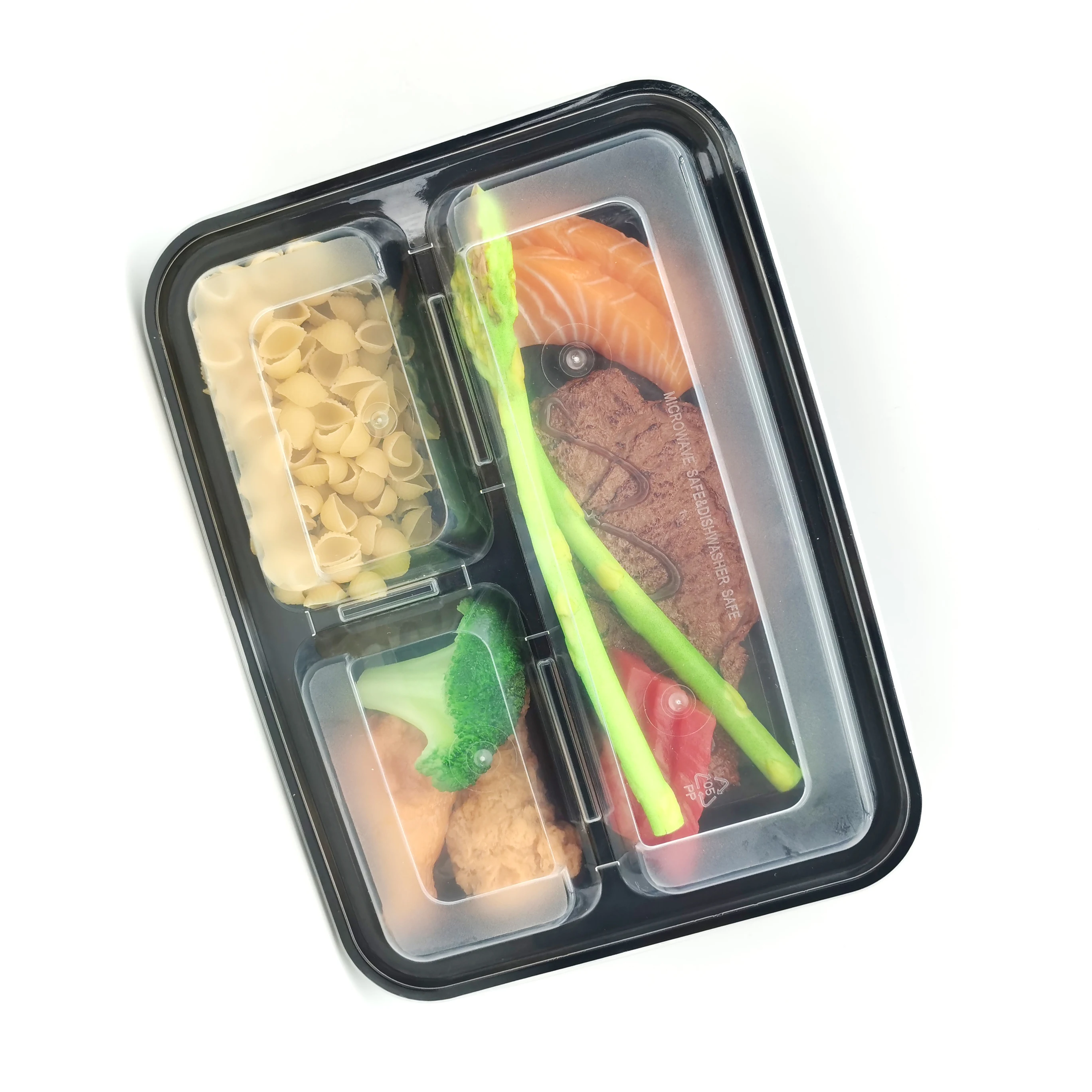 Wholesale 24oz Disposable 3 Compartment Meal Prep Plates Food To Go Containers Plastic
