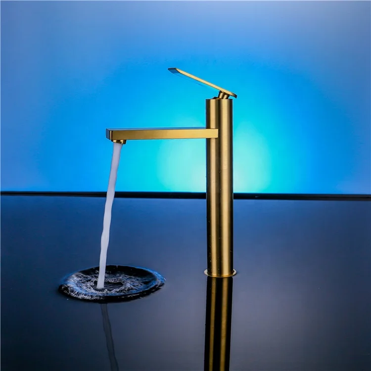 
Brushed Gold Solid Brass Bathroom Faucet Basin Mixer Sink Taps Single Handle Hot And Cold Water Faucet wash basin mixer tap 