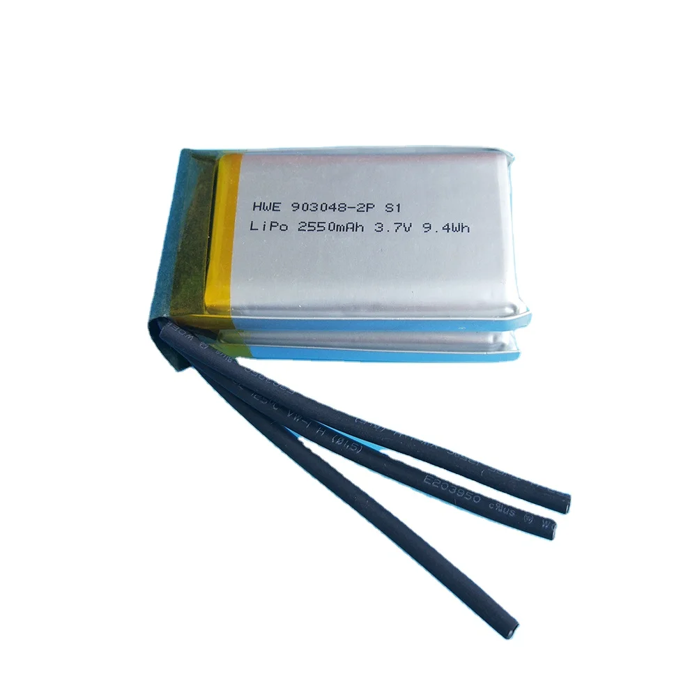 HWE li-ion battery 3.7v 2500mah 2550mah battery pack ds 903048 -2P 3.7v 1000mah 110807 903048 lipo battery