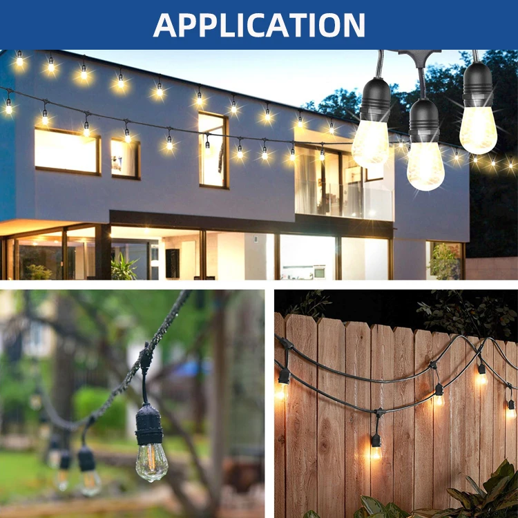 Patio Wedding Backyard heavy duty LED string festoon light S14 lamps with shade E26 E27