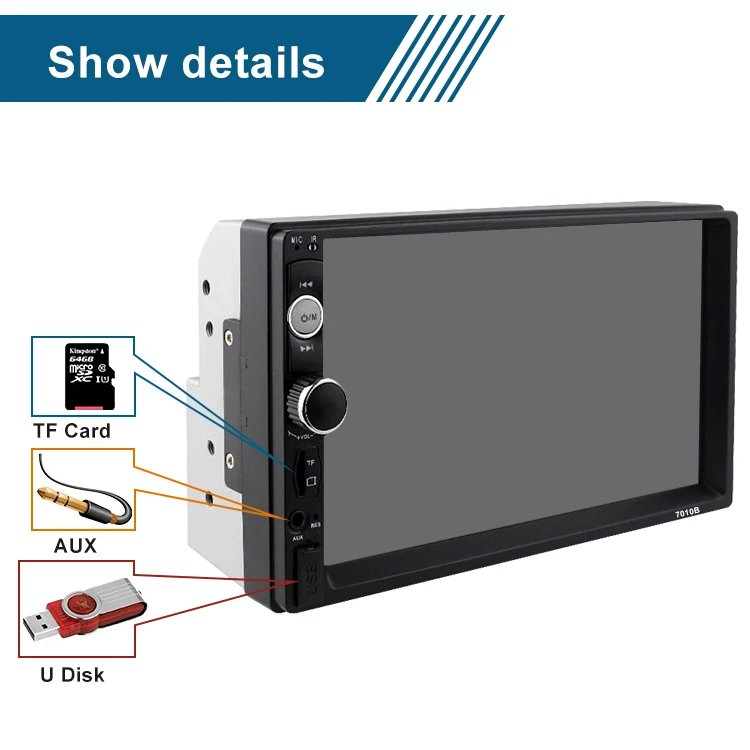 Car Stereo 7inch Double din   universal video player  7010B