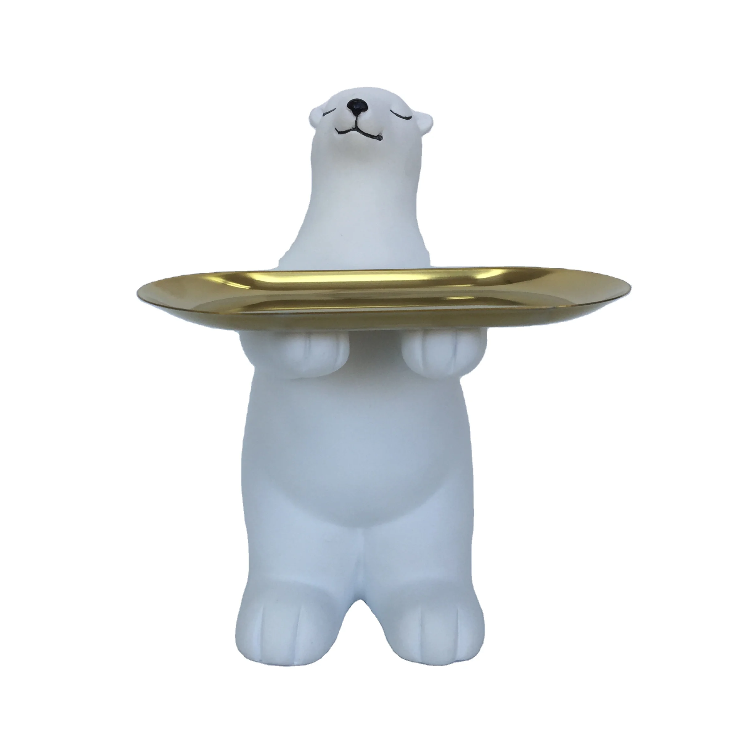 Mold making resin animal polar bear tray craft statue ornaments gifts suitable for indoor and outdoor decoration