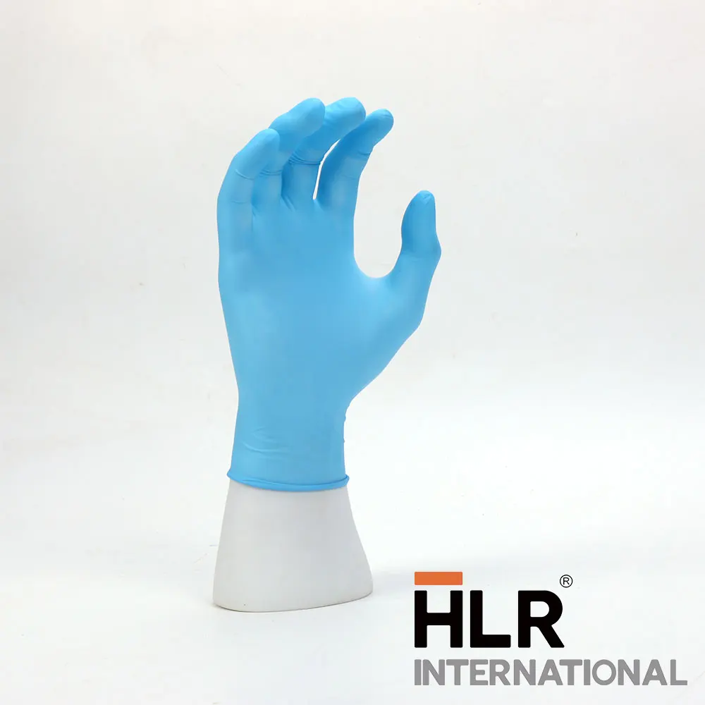 HLR Factory Direct Sales Plain Blue Nitrile Latex Strong and Durable for Disposable Nitrile Mitten