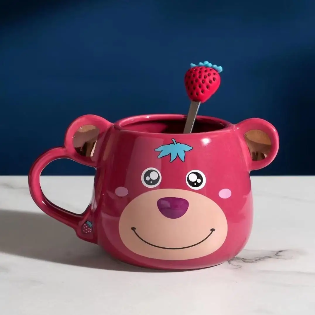 Strawberry Bear Ceramic Cup Cartoon mug Children Cute Girls Cute Ceramic Cup Gift Cup Wholesale