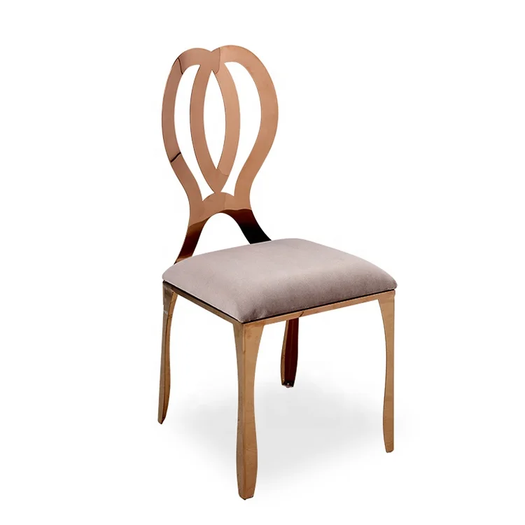 Luxury design furniture rose gold stainless steel banquet chair for wedding dining