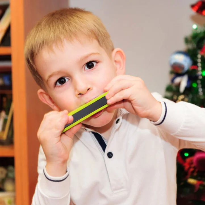 Children Toys Wooden Harmonica Musical Instruments 16 Holes Double-Row Blow Cartoon Color Woodwind Mouth Harmonica Melodica