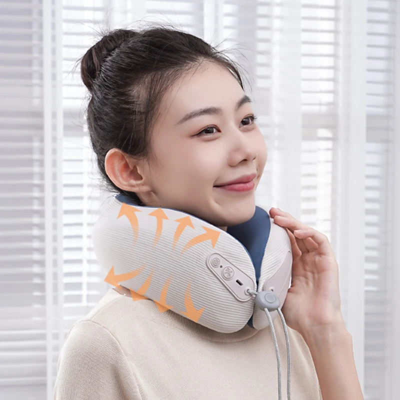 Cervical Support Pillow Deep Tissue Vibrating U Shape Neck Massager with Large Area Heating Therapy for Office Home Travel Use