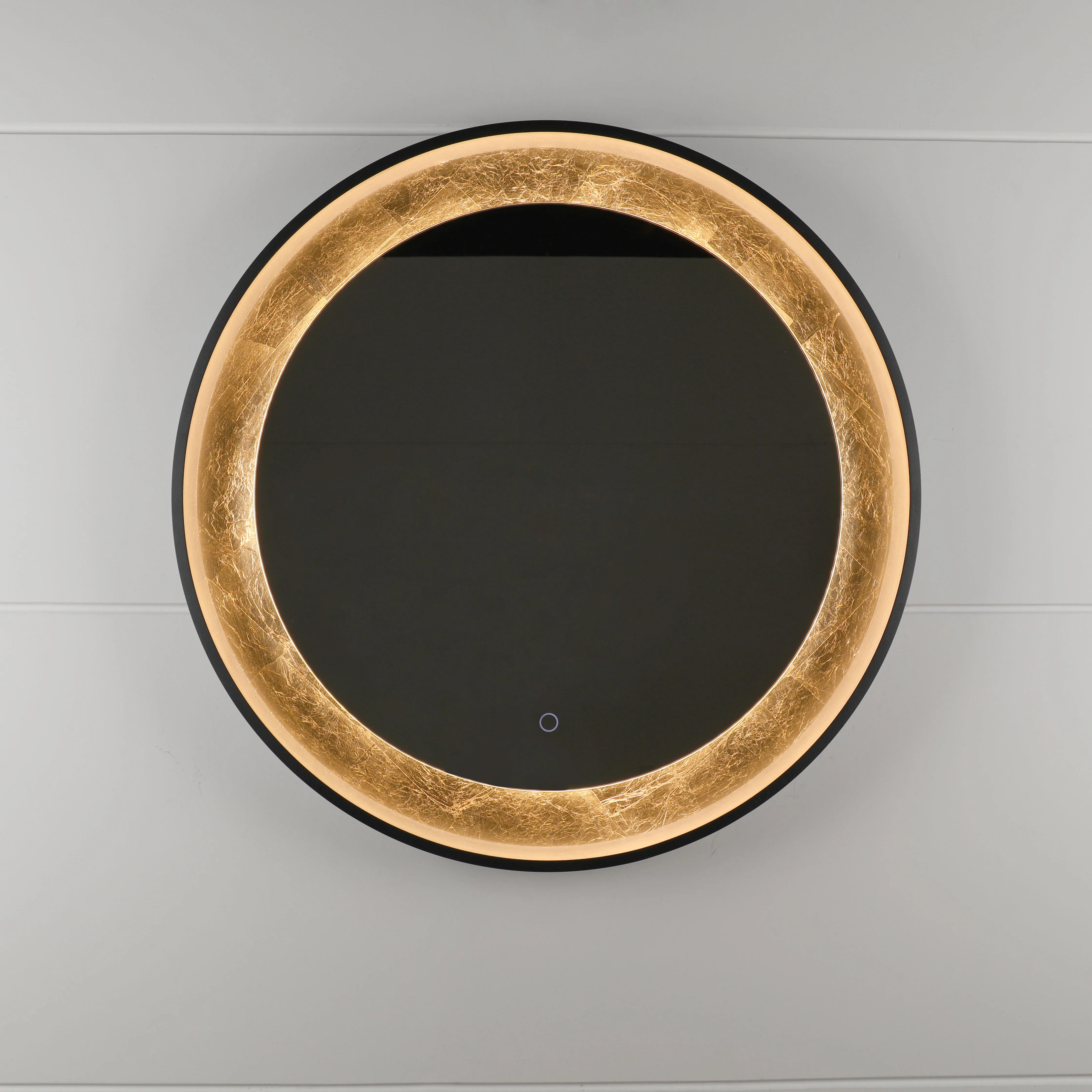 Round Sun Shape Three Light Illuminated Touch Anti Fog Wall Mounted Feature LED Backlit Bathroom Mirror