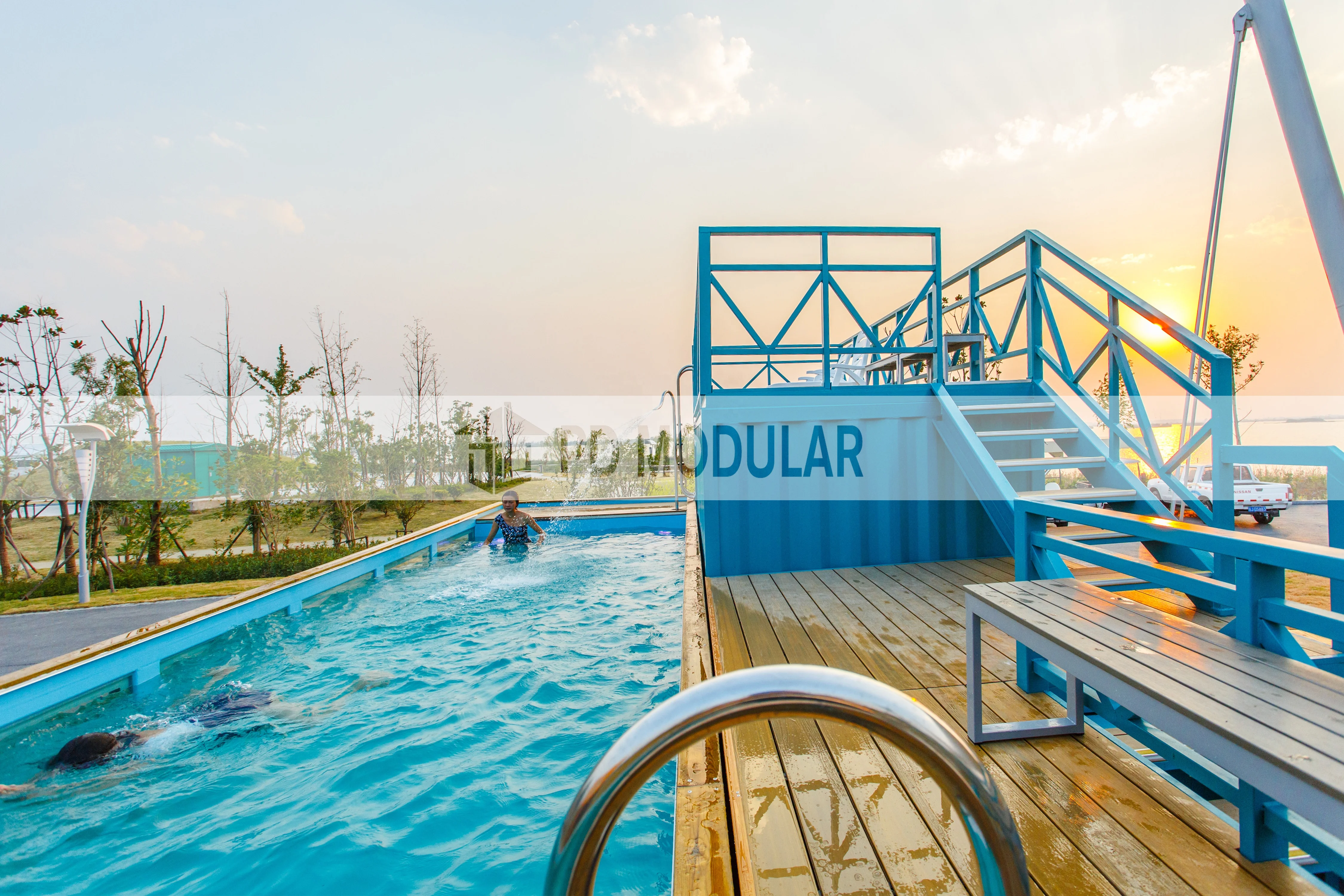 Prefab public large endless combined swimming pool outdoor for hotel