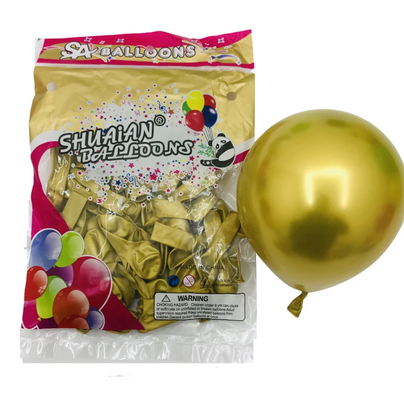 Year Party Chrome Metallic Balloons Environmental Protection Latex Degradable Balloon New Assorted Color 12 Inch 