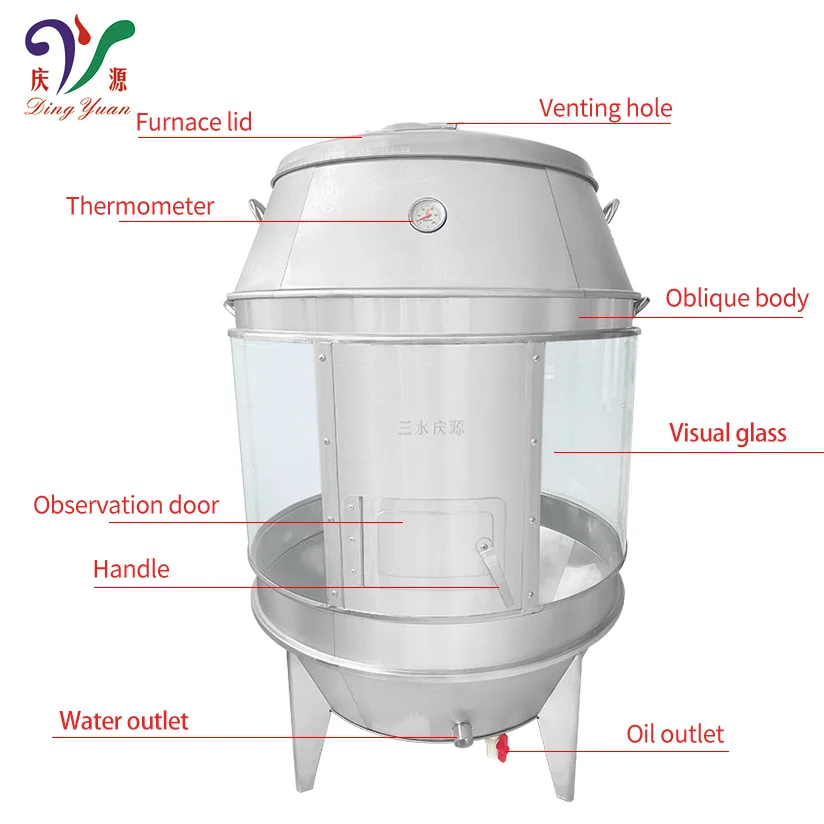 Wholesale High quality tempered glass charcoal whole chicken roasting oven smoke duck hanging display roaster with wood fire