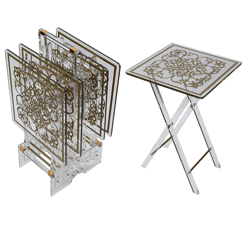 SA Hot sells Competitive Price 4pcs Lucite Rectangular  Coffee Table  Folding Acrylic Tea Table Set For Home Office