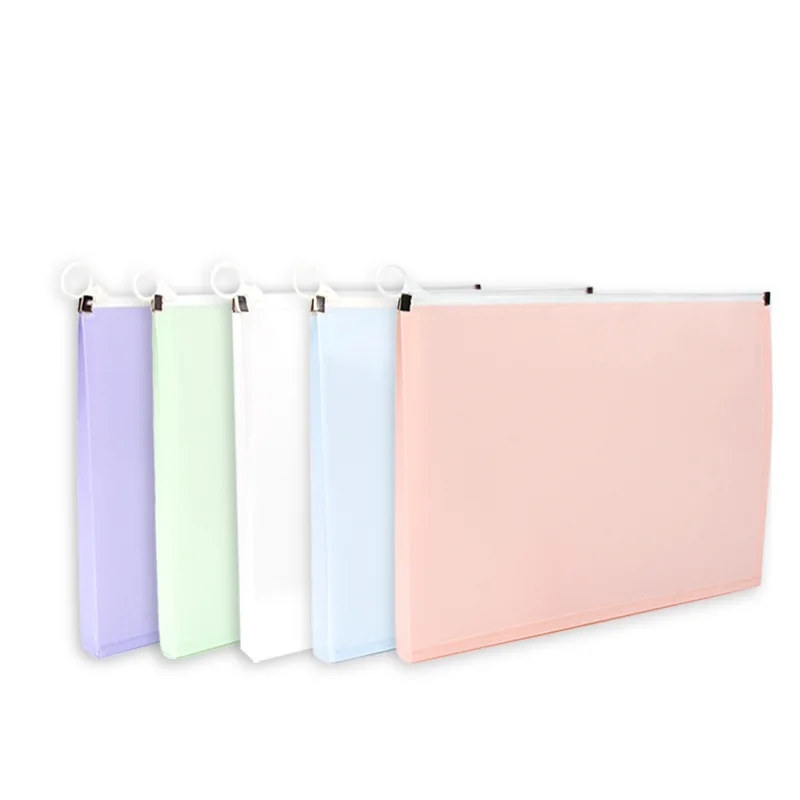 Supplies A4 Size Office Plastic PP Wallet File Folder Document Envelope Bag With Zipper