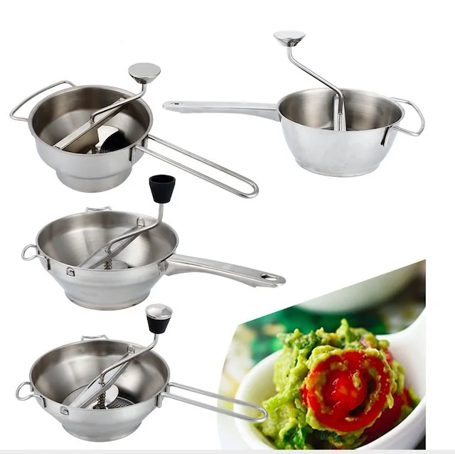 Rotary Food 304 Stainless Steel Vegetable Mill Strainer Potato Masher Grinder with 3 Milling Discs food mill