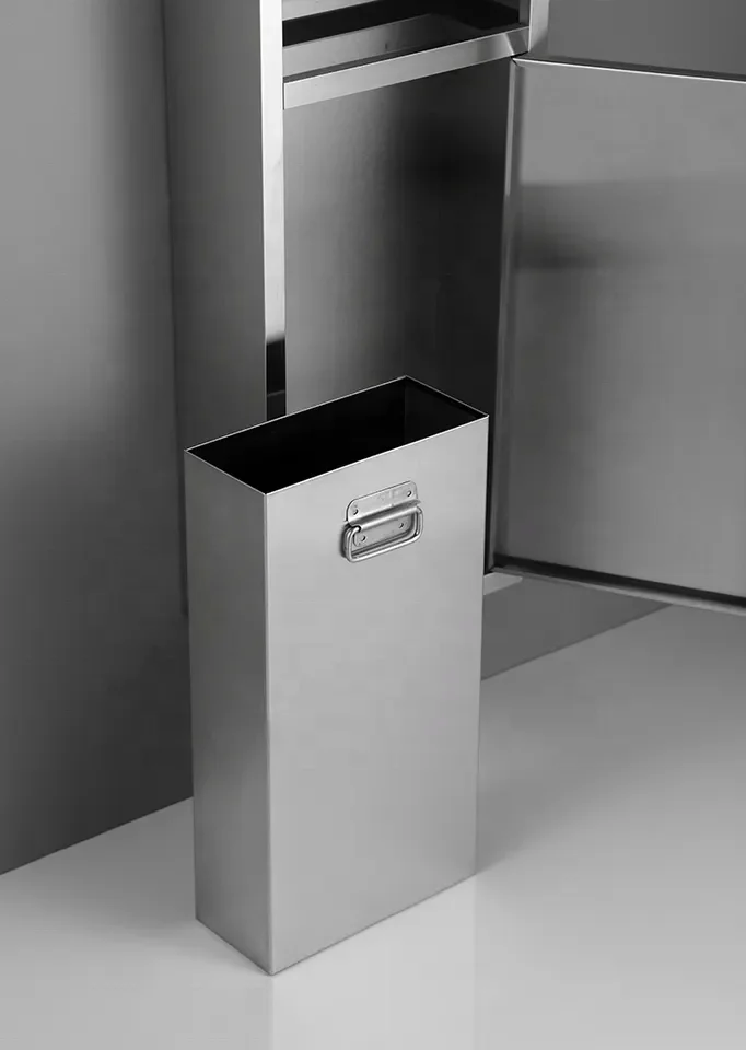 Commercial SUS304 stainless steel recessed wall mount combination waste bin and toilet hand paper towel dispenser