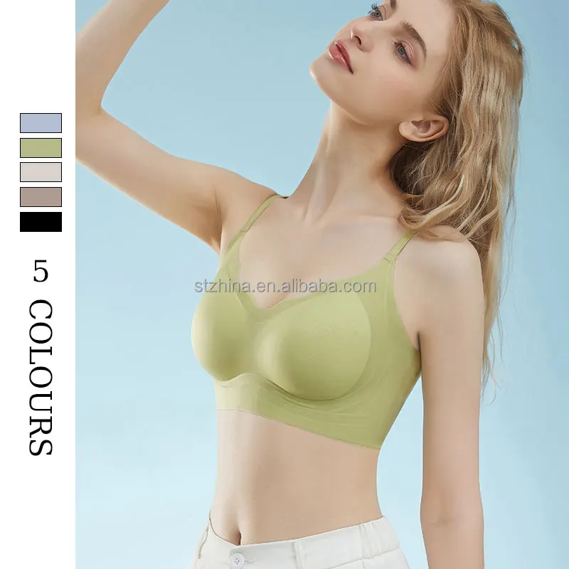 In Stock Summer Thin Ice Silk One-piece Breathable Bra Gather Comfortable Push up Breast Support Seamless Bra for Women