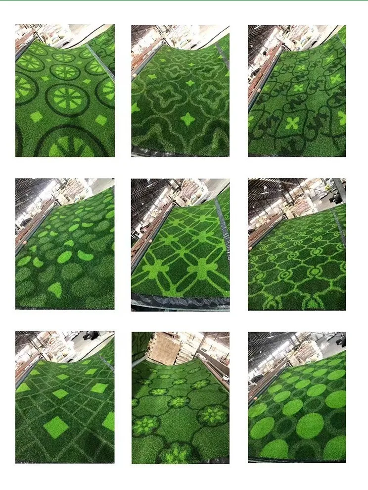 Embroidered Lawn Fancy Carpet PE Creative Artificial Grass Turf 3D Cotton Eco-friendly Plastic Carpet Plastic Trees Green