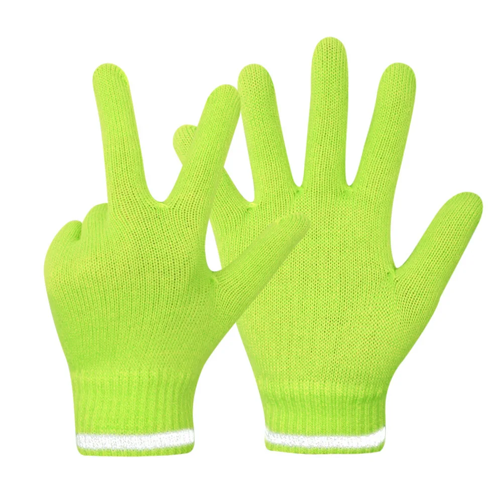 Magic Knit Gloves With Reflective yarn  Full Finger Reflective Stripe Gloves Soft Stretchy Knit Mittens