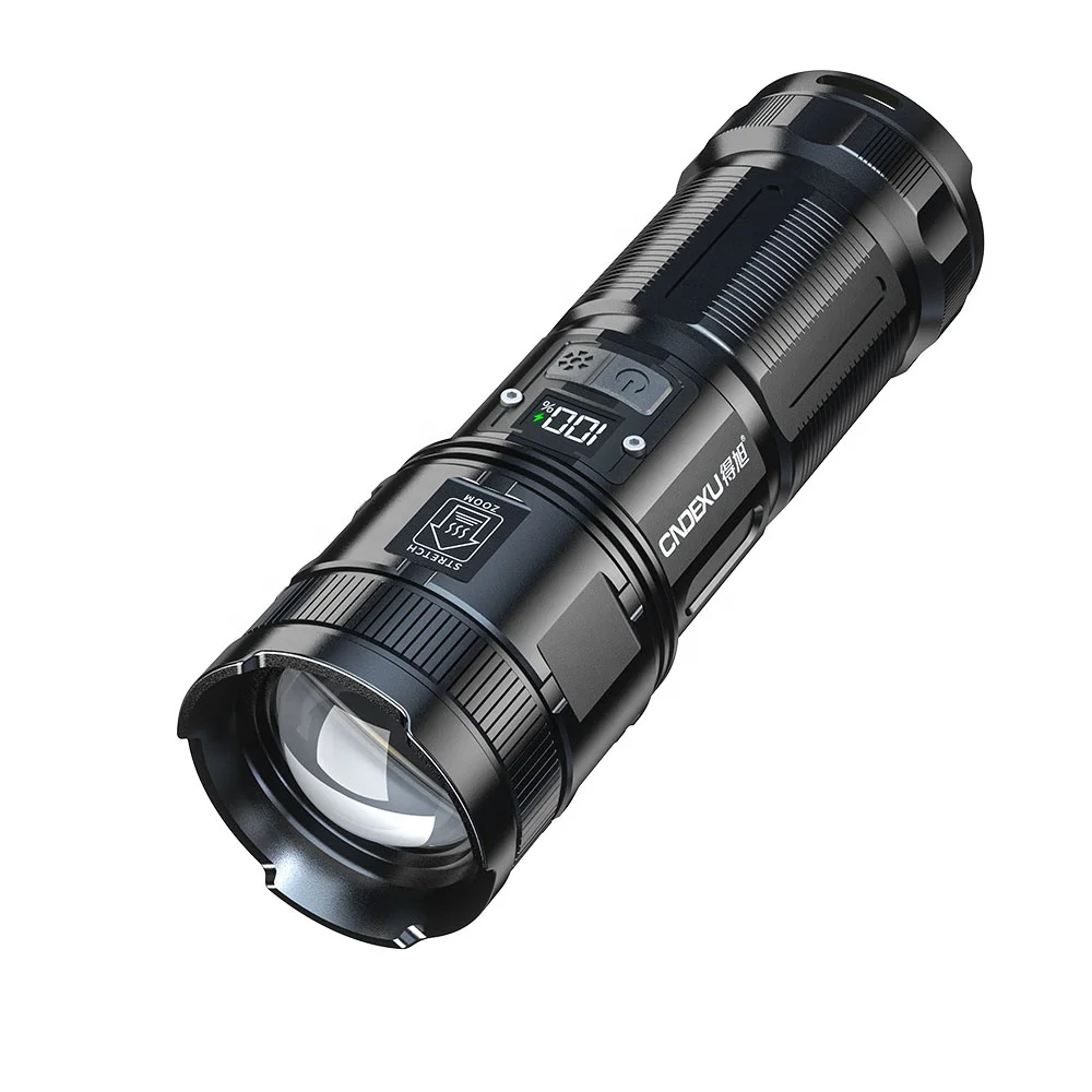 3500 Lumens P70 LED Aluminum Long Range Flashlight 40W Super Bright Rechargeable Handheld Light Multi Tool Flashlight for Hikes