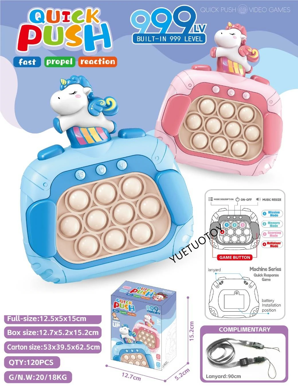 2024 new fidget sensory toys quick push game 999 level console electronic pop game it light fast press quick push toy for kids