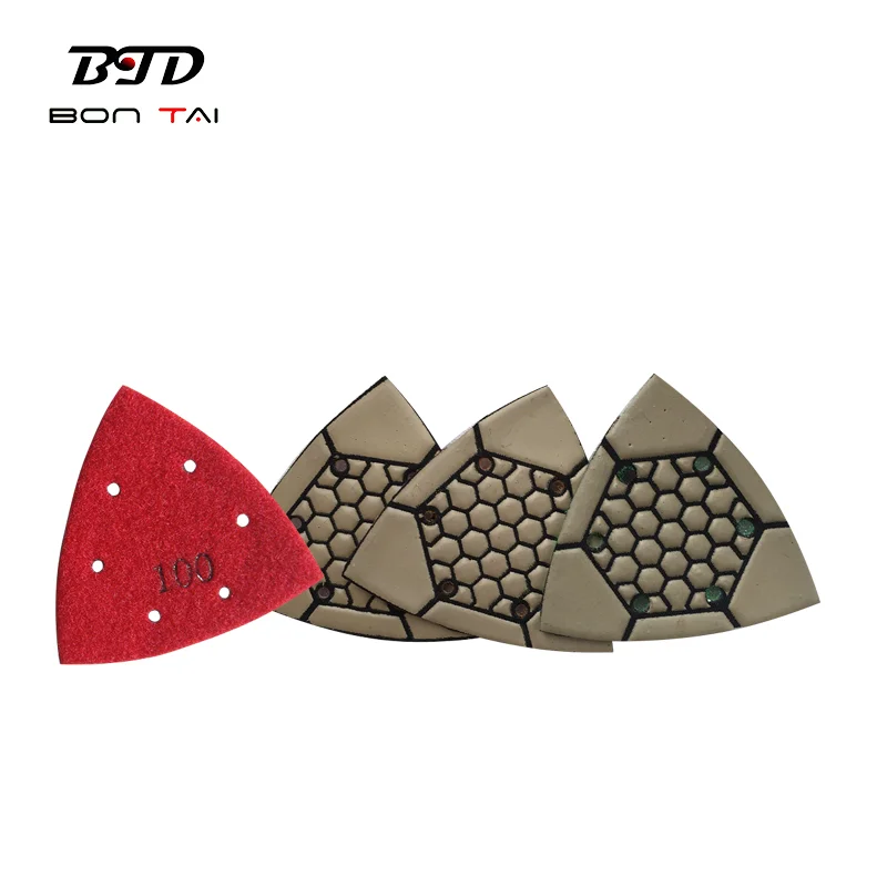 Bontai Dry Use Resin Bond Triangle Stone Polishing Pads for Stone