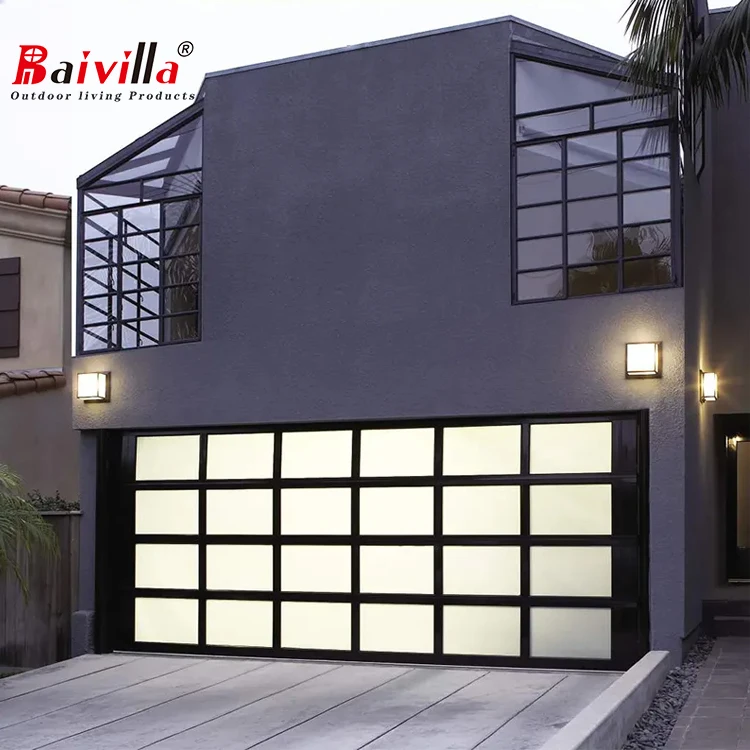 Factory Best Wind Resistant and Warm Tempered Aluminum Glass Anti-theft Automatic Garage Door Automatic Roll up Garage Door