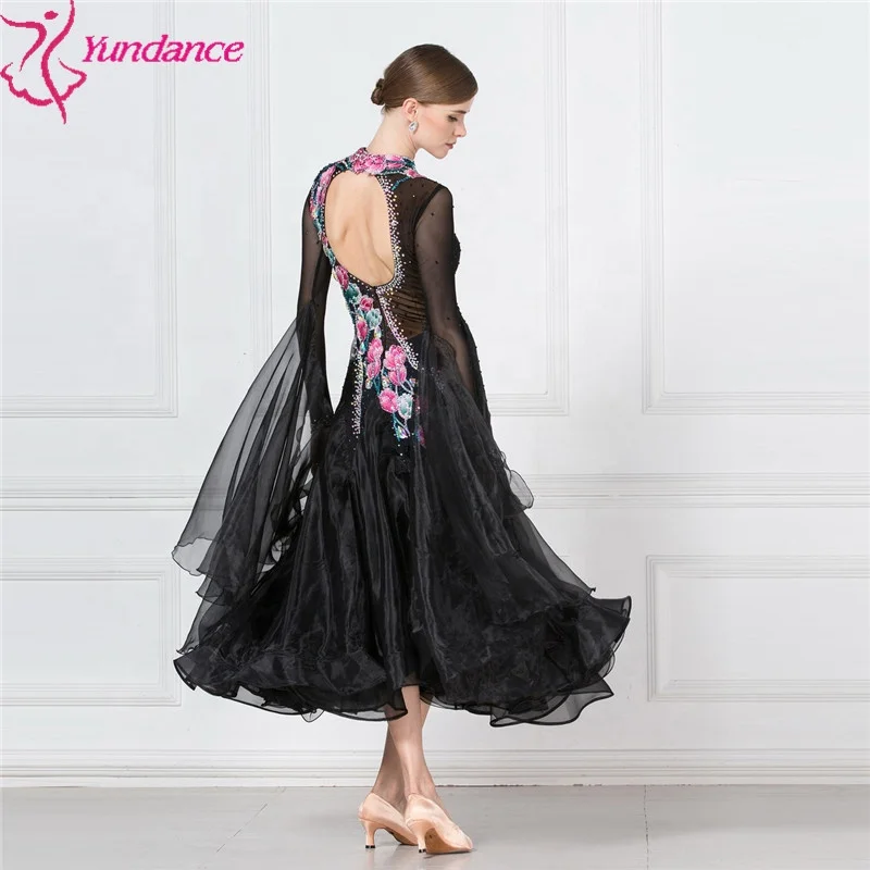 B-16492 Adult competition classy ballroom dance dress black performance ballroom dance costumes for women