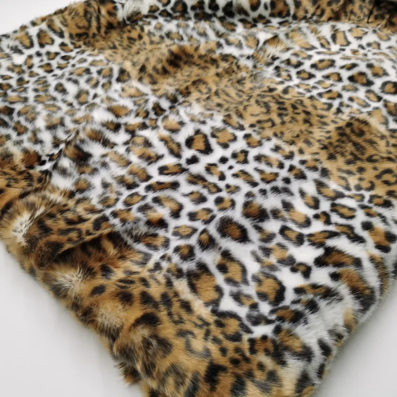 100% полиэстер класса люкс, пальто с мехом, с леопардовым принтом поддельные полиэстер ткань искусственный мех