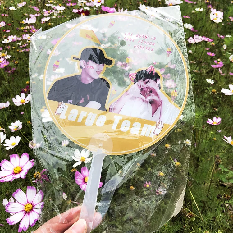 Korea event transparent picket custom single double sided printing large waterproof plastic PVC Hand Fan