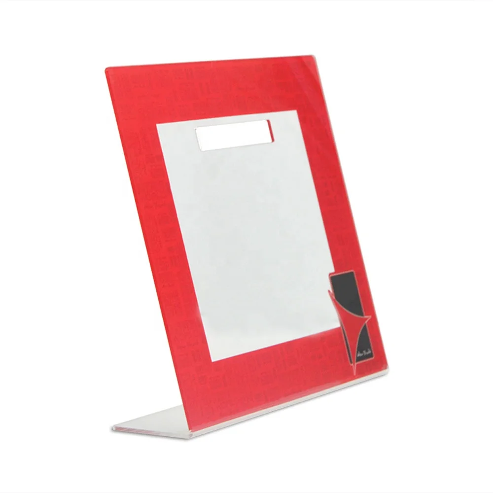 Custom transparent acrylic L-shaped popular logo frame with printed frame