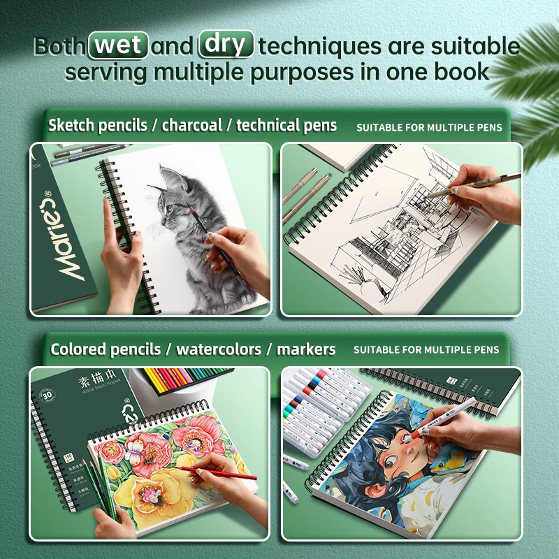 Maries 16K Sketchbook for artists drawing For Artwork Sketching and Painting Spiral-Bound Book