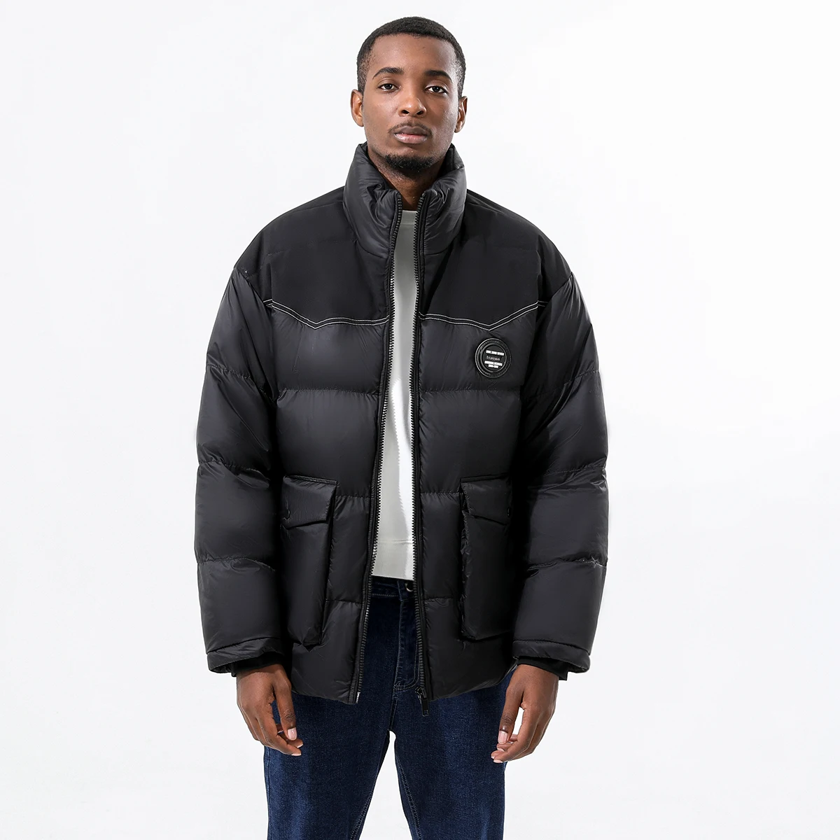 wholesale custom logo oem print winter bubble jacket men reflective duck down outdoor men puffer jackets and coats