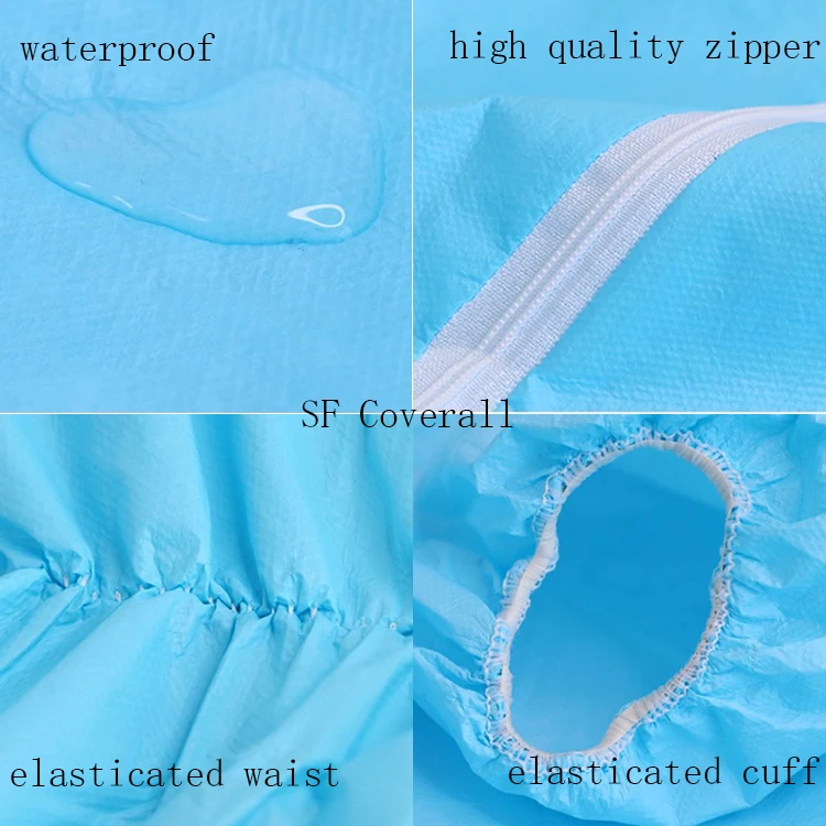 TYPE 5/6 55gsm and 65gsm SF Coverall Waterproof Disposable Protective Coveralls