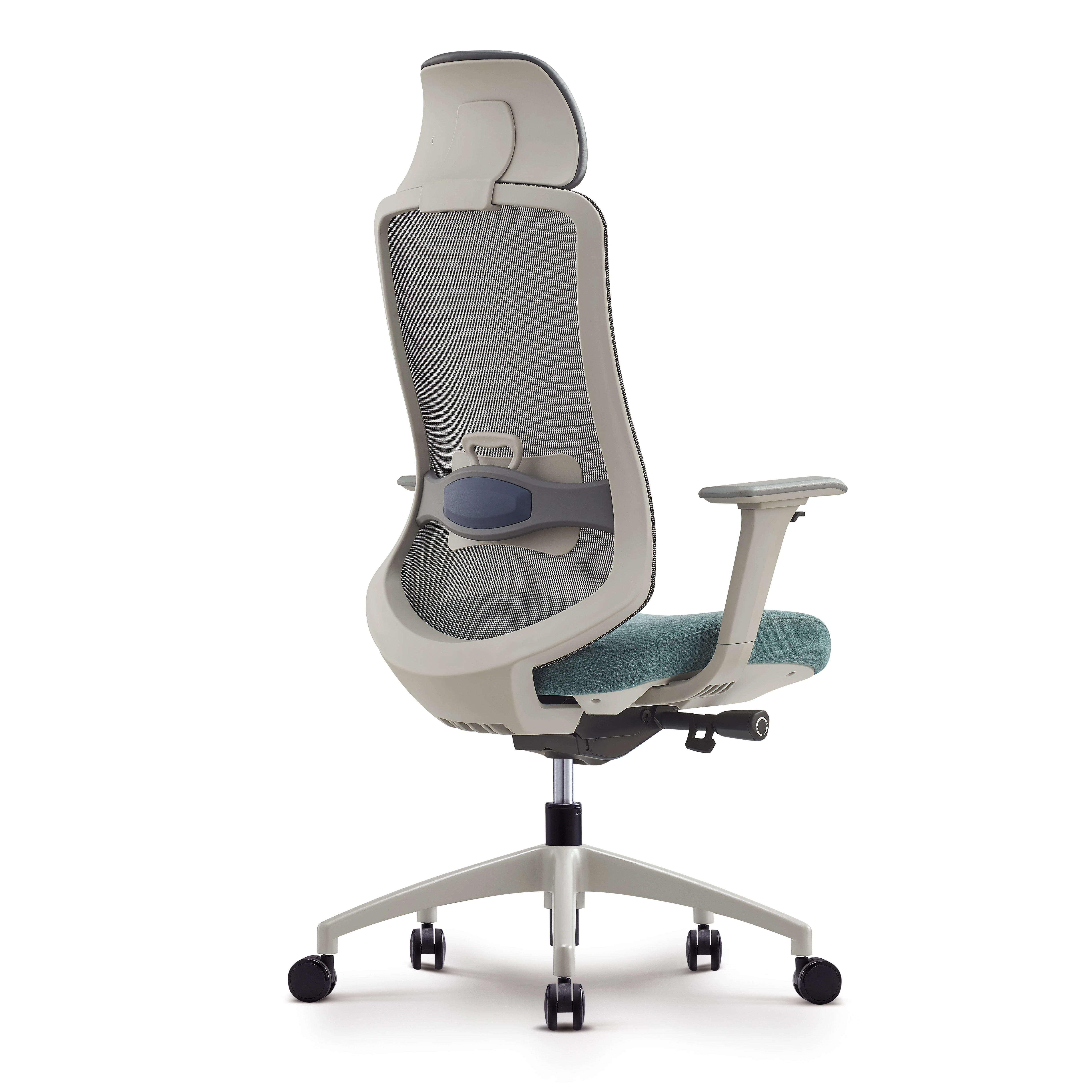 Revolving chair with high back Gas lift system synchronized movement Base with 5 multidirectional casters rotate freely