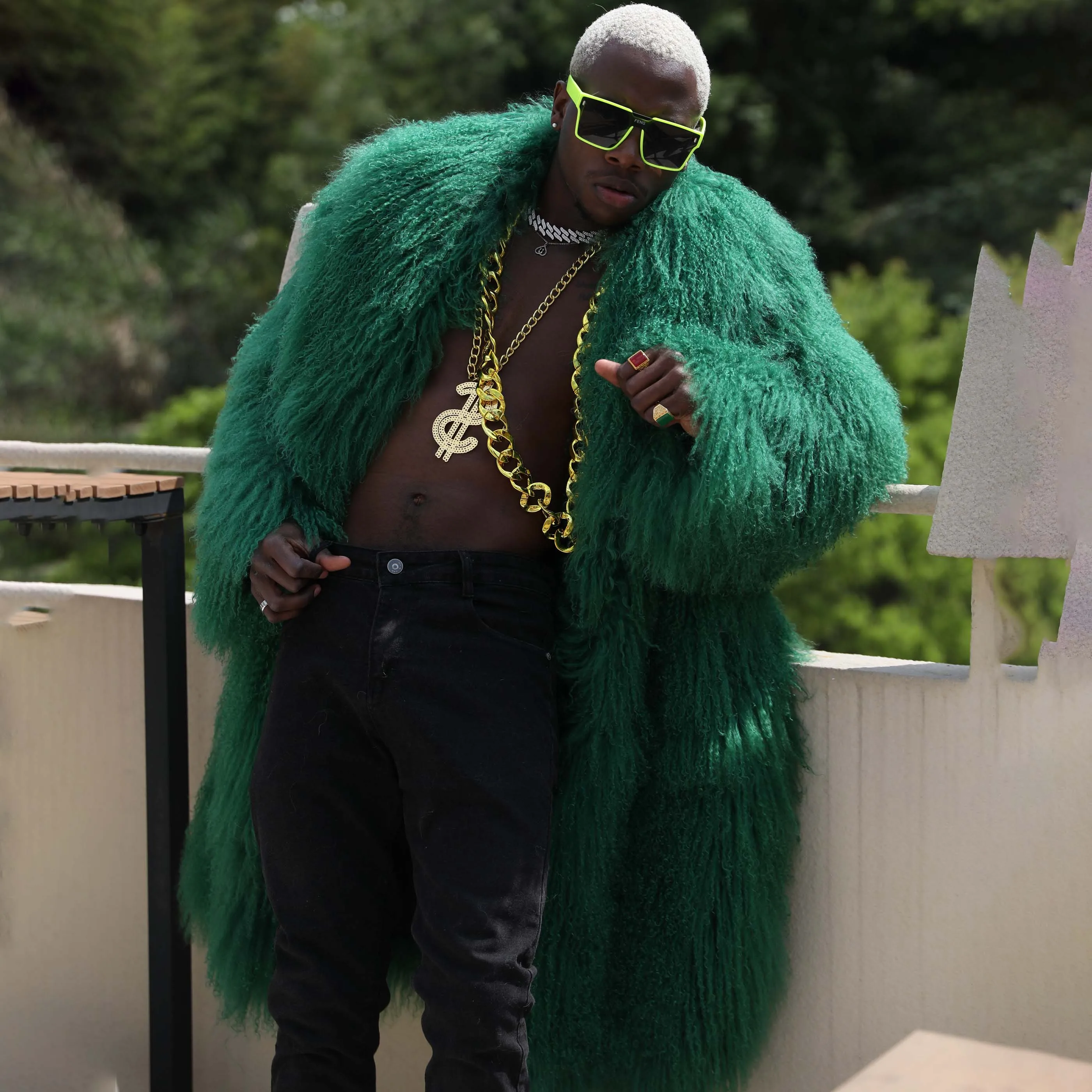 New design Plus Size Fur Long Coat Men Long Real Mongolian Lamb Fur Jacket