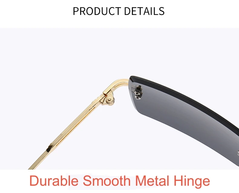 free pouch cleaning cloth frameless square alloy frame silicone nose pad gradient lenses UV400 fashion sunglasses