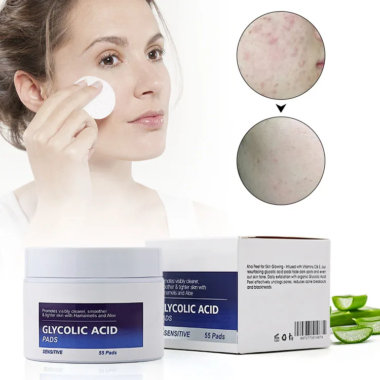 Natural Salicylic Lactic Glycolic Acid Acne Pads Face Care Glycolic Acid Exfoliating Pads with Vitamins Calendula