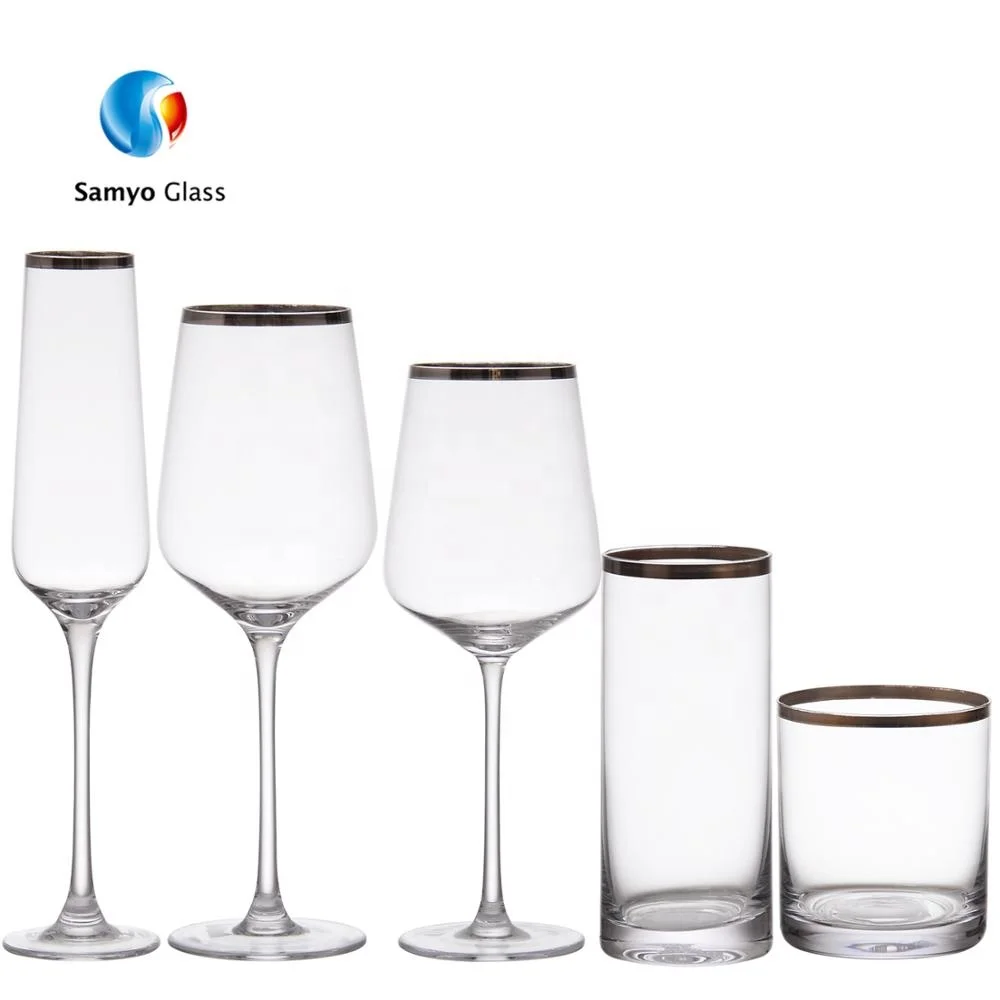 Vintage Drinking Glassware Handmade Foil Silver/Rose Gold Wine Glass