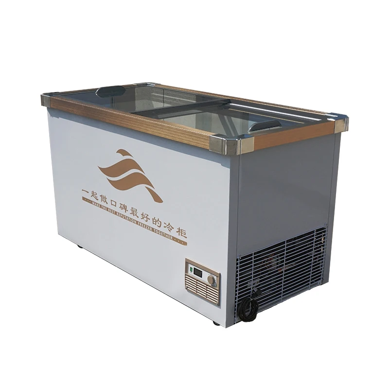 2024New Design Commercial aluminium profiles for door frames sliding glass door refrigerator 408L ice cream deep Chest freezers
