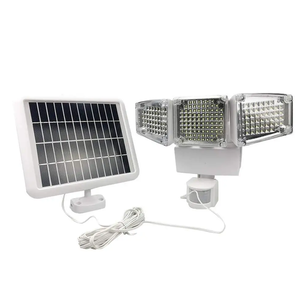 
hot sell triple head 188 LED solar powered outdoor garden led light solar pir motion sensor new led flood lights 