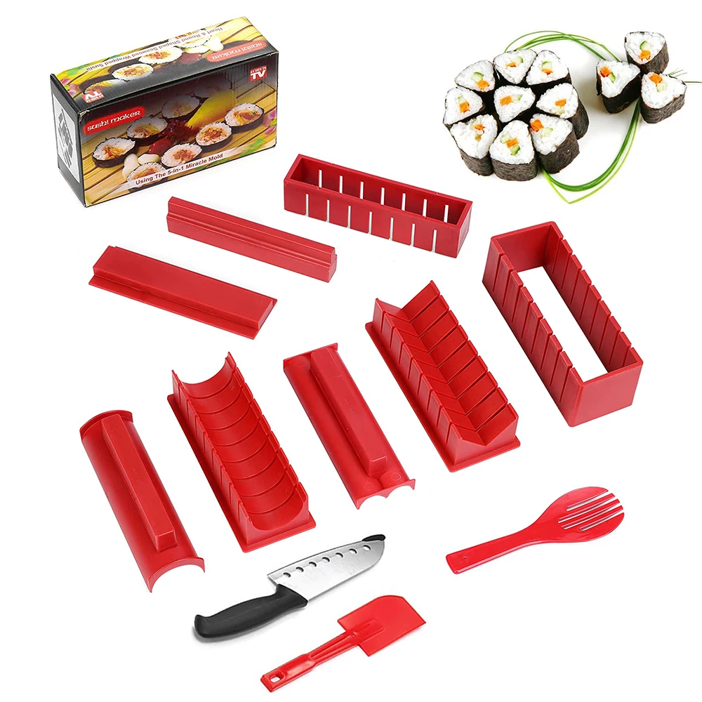 2022 Kitchen Gadgets 4 In 1 Diy Sushi Making Kit Sushi Rice Sheet Maker Sushi Maker Roll Set