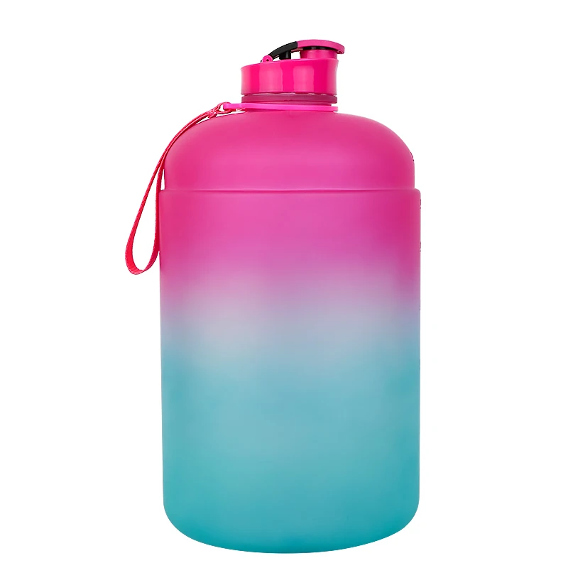 big mouth 3.78l transparent plastic gallons for water, gallon measuring kettle for sports, gym bottles with time marker