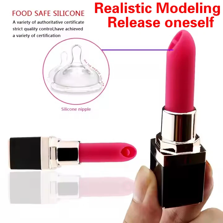 Rechargeable Mini Lipstick Oral licking Vibrator Portable Clitoris Stimulator Erotic Product Sex Toys for Women