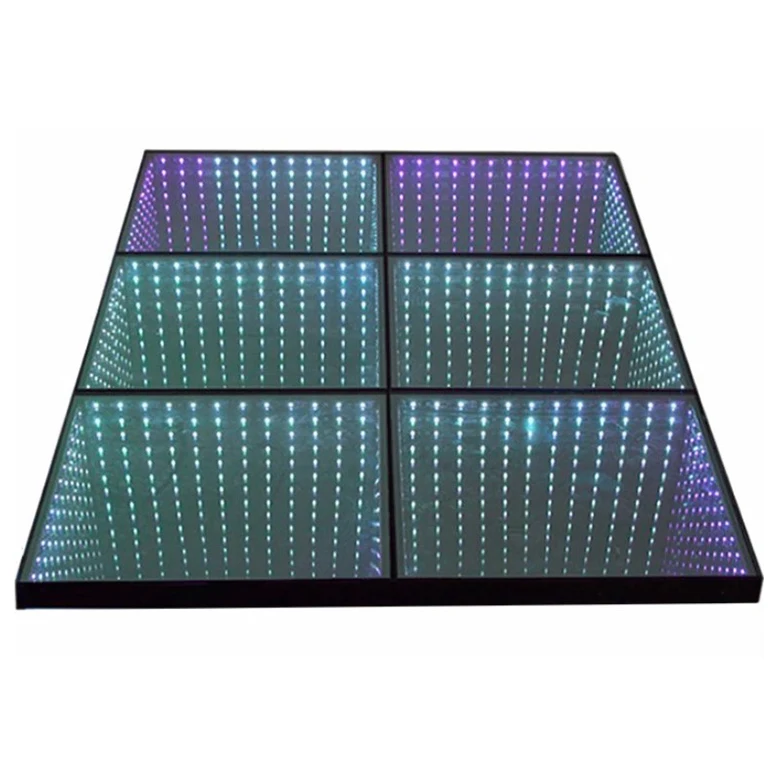 Wireless magnet connection Wholesale High Glossy  wireless illuminated glass mirror magnetic sparkle Led Lighted Dance Floor