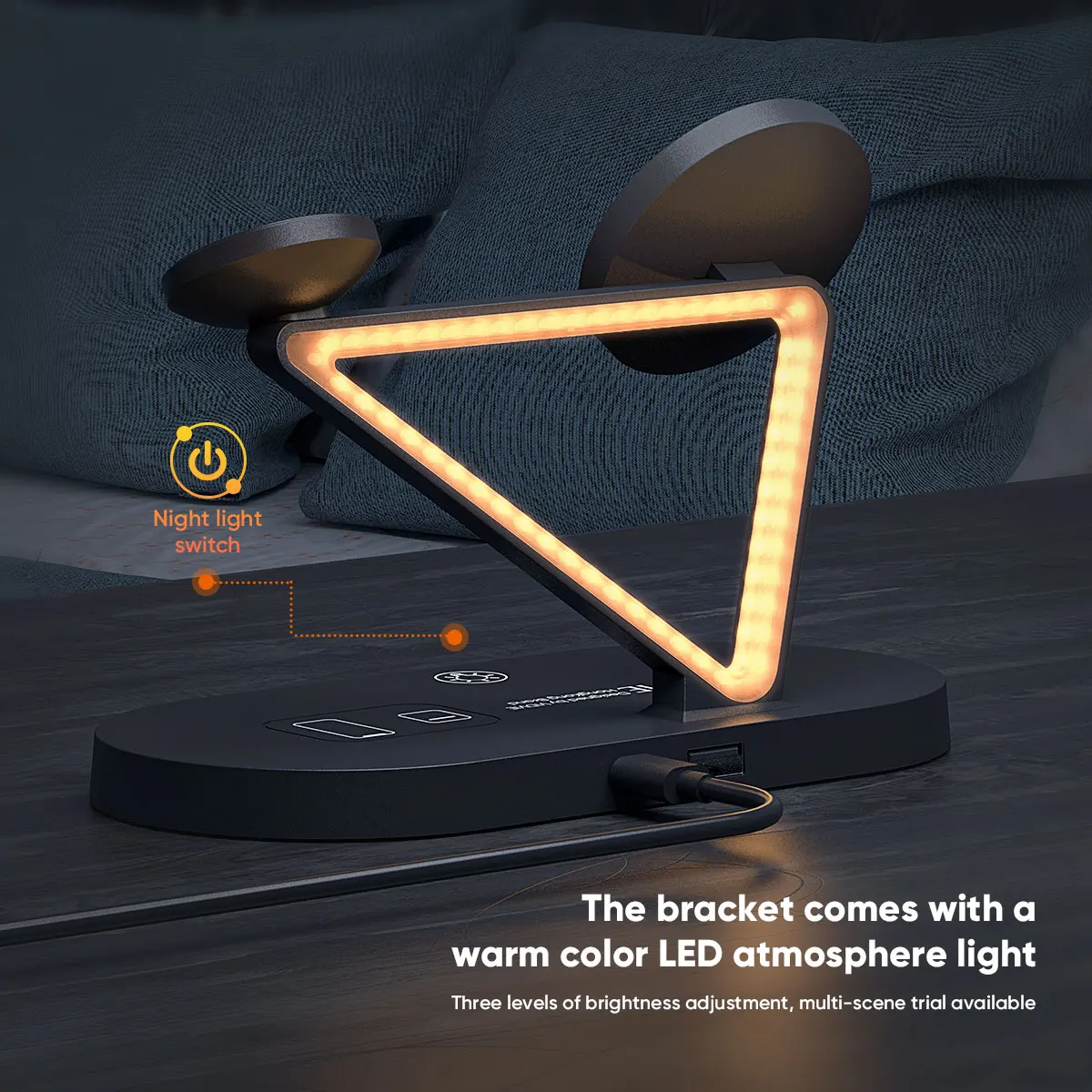 VIDVIE 2021 Newest 5 in 1 Qi Magnetic 15W 3 in 1 Wireless Charger Stand With LED Light