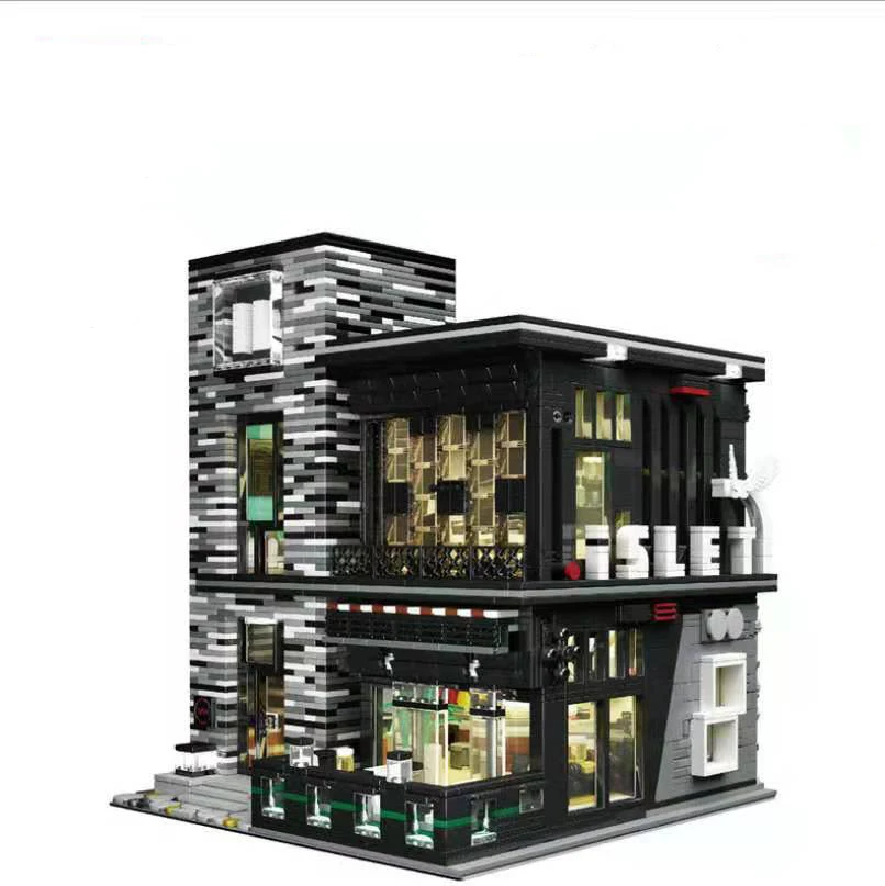 
Mould King 16042 city colorful handmade creative urban street view bar model with lights building blocks gifts 